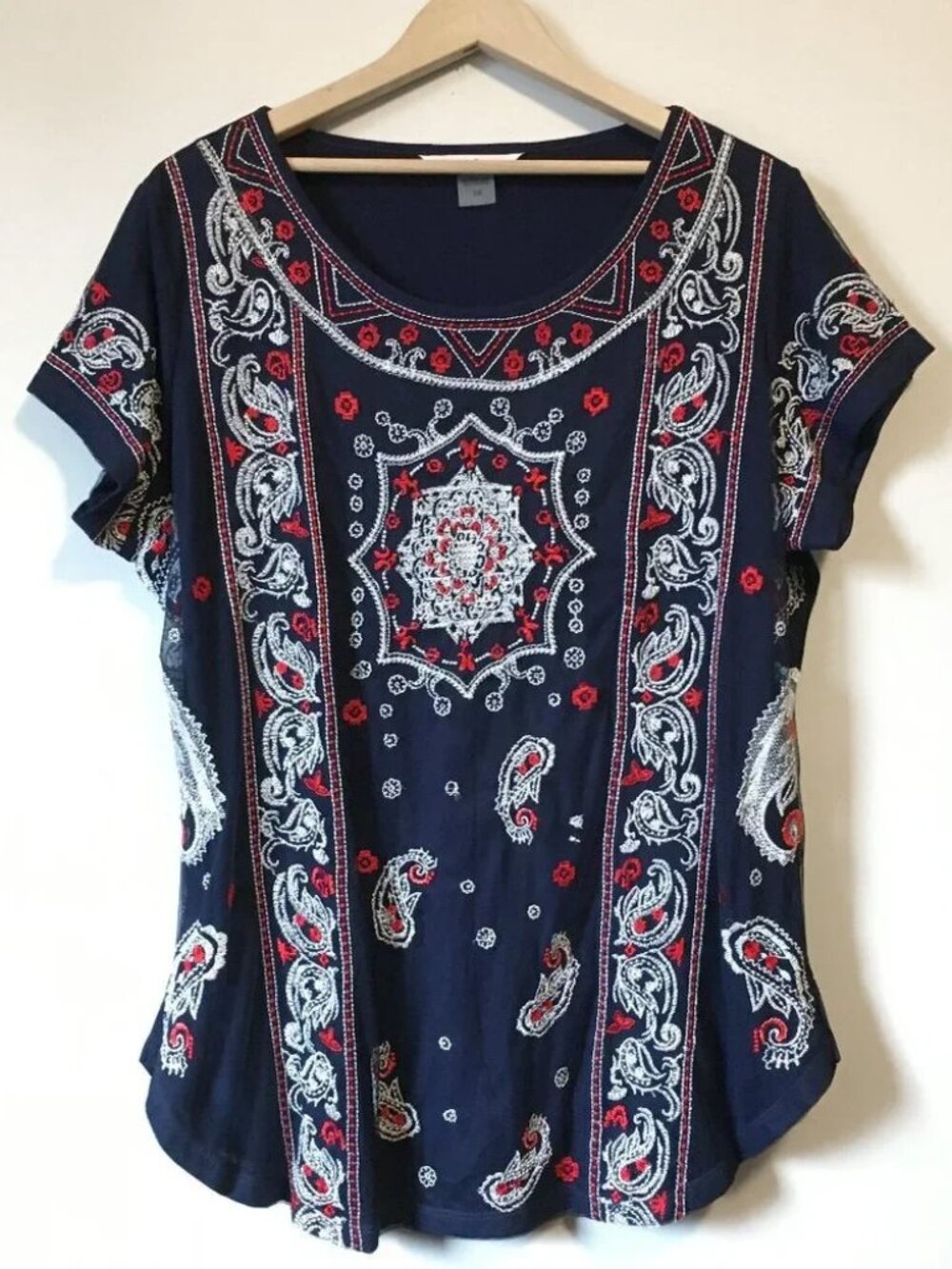 Nordstrom Nygard Plus Size 1X Mesh & Embroidered Paisley Top – Vintage Boho